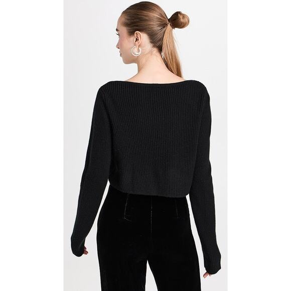 Le Kasha Cannes Cashmere Cropped Ribbed Knit Sweater Black - One Size - Picture 2 of 7